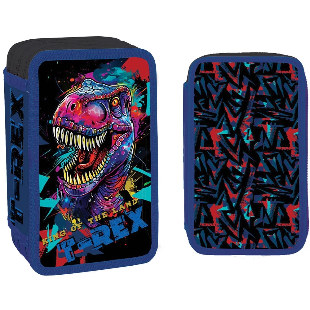 Penar băieți echipat Yollo T-Rex, 3 fermoare, 38 piese, 14x6.5x20 cm