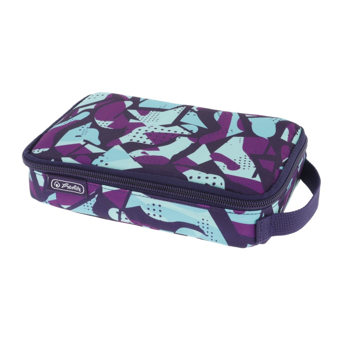 Penar neechipat fete, 1 fermoar, Dimensiuni 21x13x6cm, tip etui 2 Go, motiv CamoPurple Herlitz