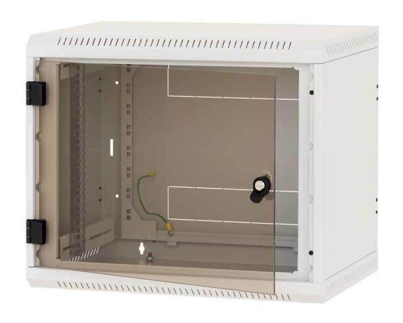 Rack de perete Triton sectiune simpla 4U 400mm adancime usa sticla panouri laterale fixe sectiuni, sectiuni - 2 | YEO