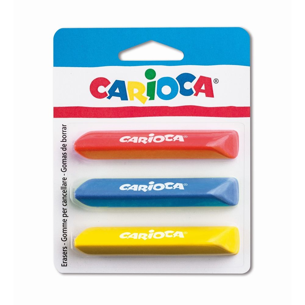 Radiere triunghiulare colorate, 3 buc/blister, CARIOCA