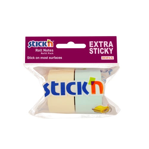 Rezerva notes autoadeziv in rola, pentru dispenser, 25 mm x 10 m, 2 buc/set, Stick