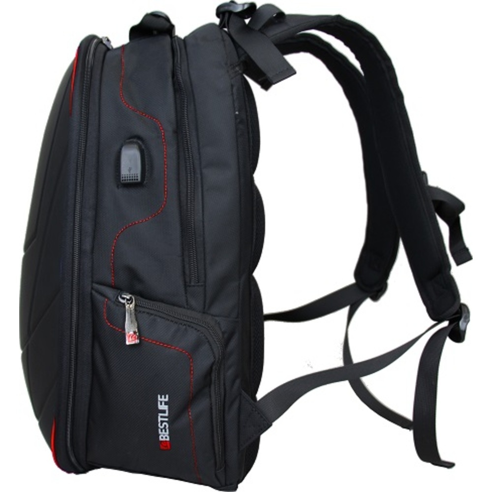Rucsac BESTLIFE Gaming Assailant - negru/rosu - laptop 17 inch, compartiment anti-vibratie, charge U - 1 | YEO