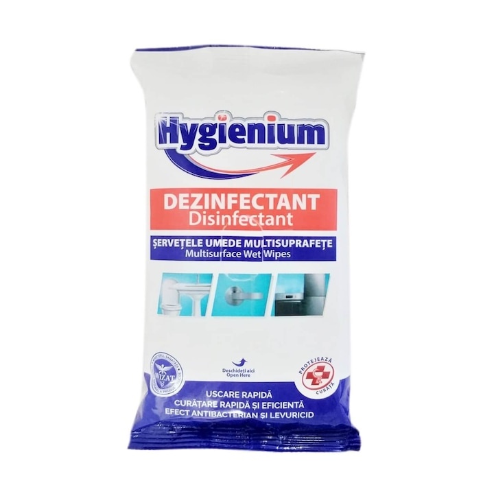 Șervețele umede dezinfectante Hygienium, pentru suprafețe, 40buc/pachet
