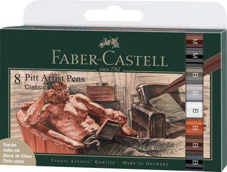 Set 8 markere Faber-castell Pitt artist pen, clasic