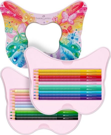 SET CADOU 20 CREIOANE COLORATE SPARKLE BUTTERFLY FABER-CASTELL - 1 | YEO