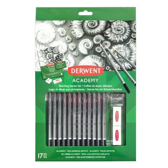 Set creioane grafit pentru începători Derwent academy 6b-5h, 17 buc