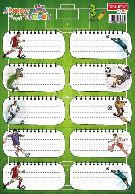 Set etichete școlare Tanex tls-804, Fotbal. 30 buc/set
