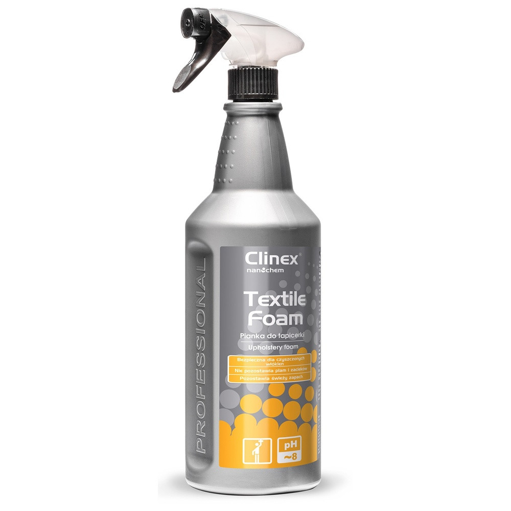 Spumă pentru curățarea tapițeriei Clinex Textile Foam, cu pulverizator, 1 litru