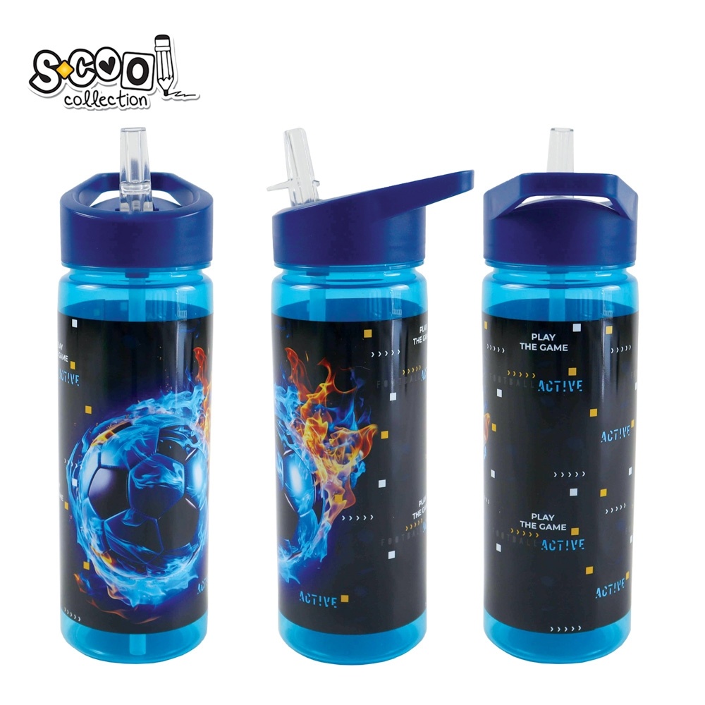 Sticlă apă plastic cu pai S-Cool Limited Edition, 600ml, 23x8.5x6.6 cm