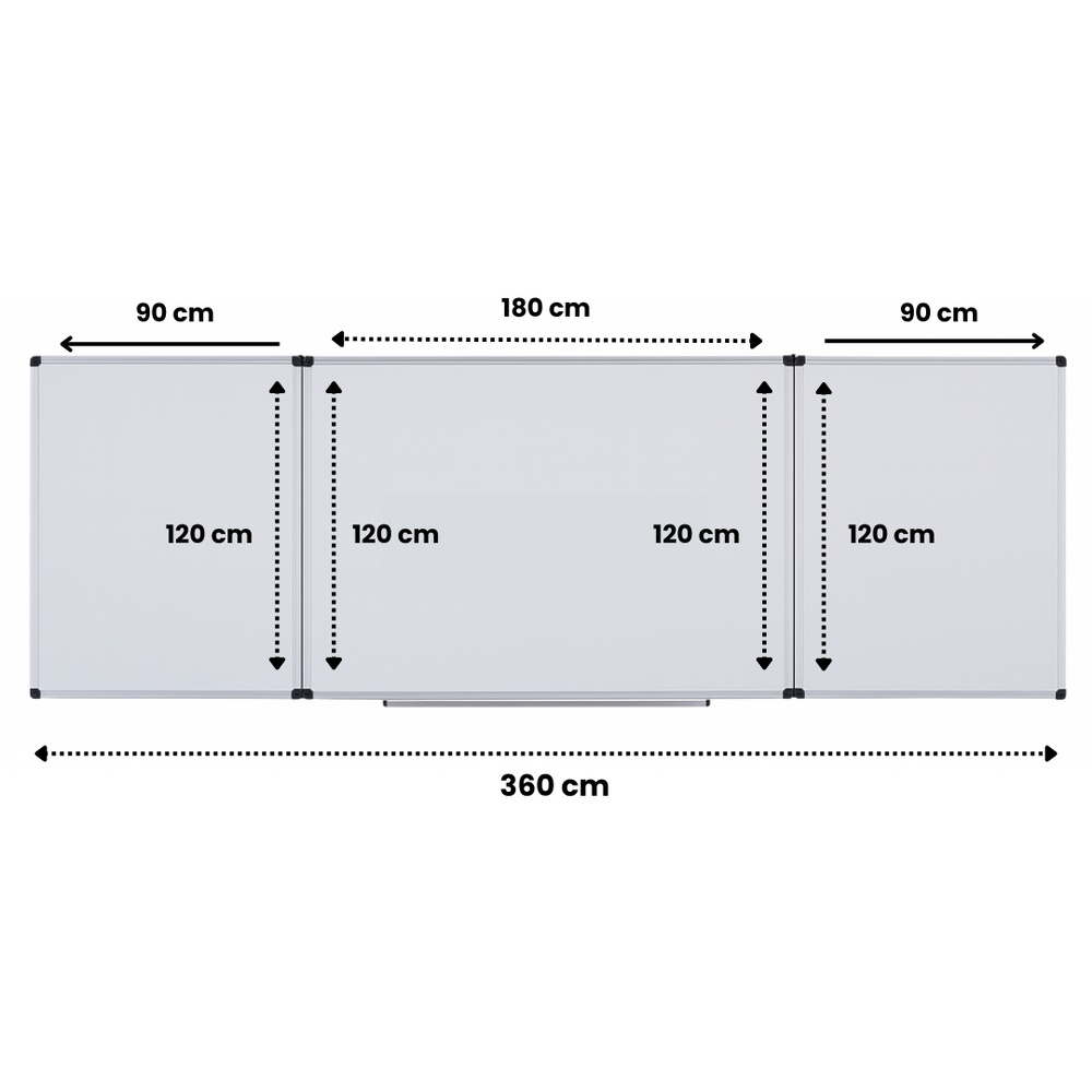 Tablă magnetică triptică Optima, 120x180cm + 2 x 90x120cm, cu 5 suprafete de scris - 1 | YEO