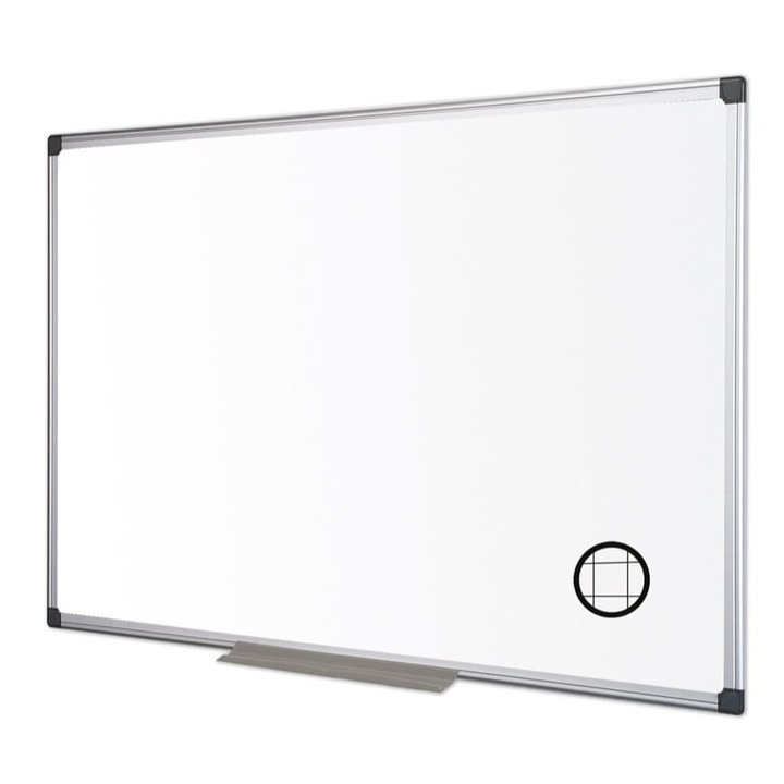 Tablă nemagnetică cu pătrățele fine 2.5 cm, ramă aluminiu, Bi-Office