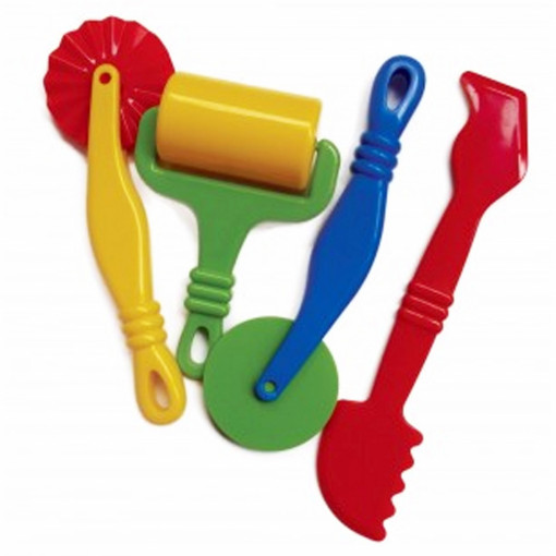 Accesorii creatie colorate unelte plastic pentru modelaj plastelina 4 bucati/set mare Didactic