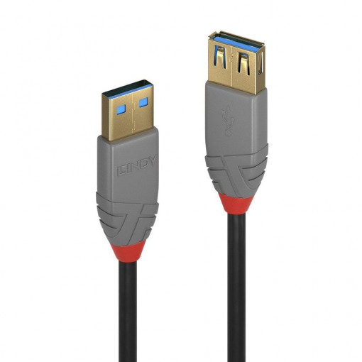 Cablu Lindy 0.5m USB 3.2 Type A Extension Cable, 5Gbps, Anthra Line