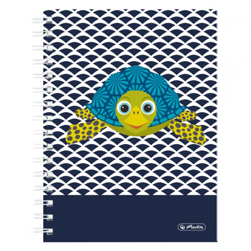CAIET A5 100F SPIRALA DUBLA PATRATELE COPERTA TARE CUTE ANIMALS MOTIV TURTLE/ZEBRA - negru