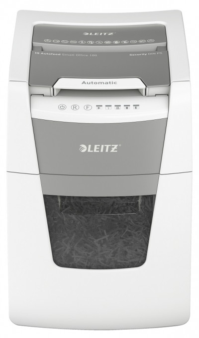 Distrugator documente automat LEITZ IQ Small Office, P5, micro-cut (particule), 100 coli, cos 34l, a