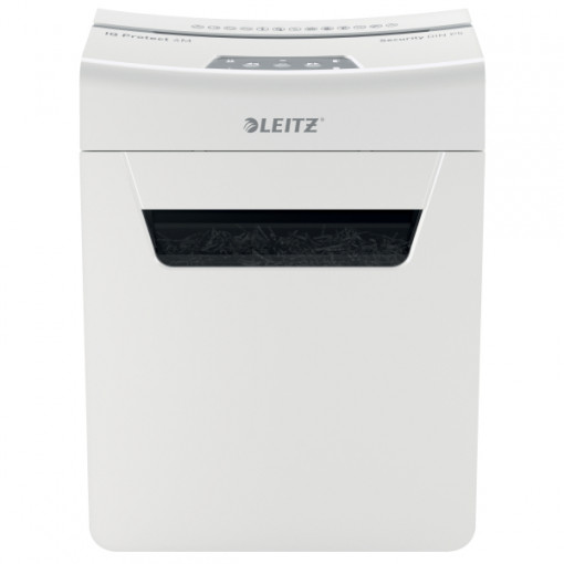Distrugator documente manual LEITZ IQ Protect 4M, P5, micro-cut (particule), 4 coli, cos 14l, alb
