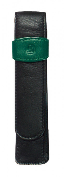 Etui de piele TG12 negru-verde, pentru 1 instrument de scris