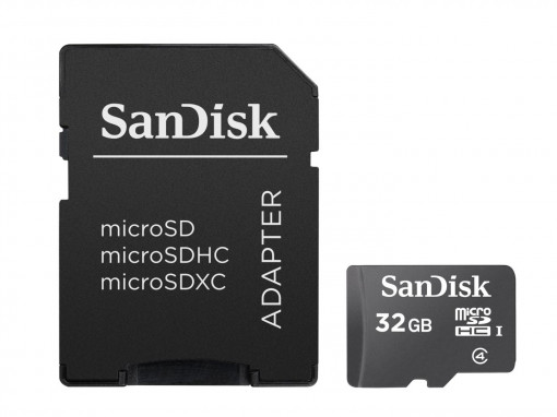 Micro Secure Digital Card SanDisk, 32GB, include adaptor (pentru telefon)