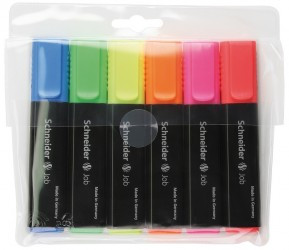 Set textmarkere Schneider Job, vârf lat 6 culori/set - (G, O, V, R, A, R)