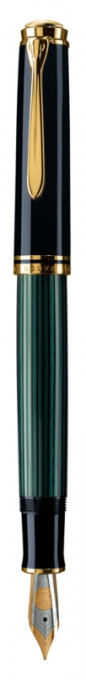 Stilou Souveran M800 M, peniță aur 18K, accesorii placate cu aur, corp negru-verde