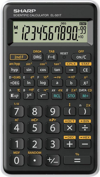 Calculator stiintific, 10 digits, 131 functii, 144 x 75 x 10 mm, SHARP EL-501TBWH - negru/alb