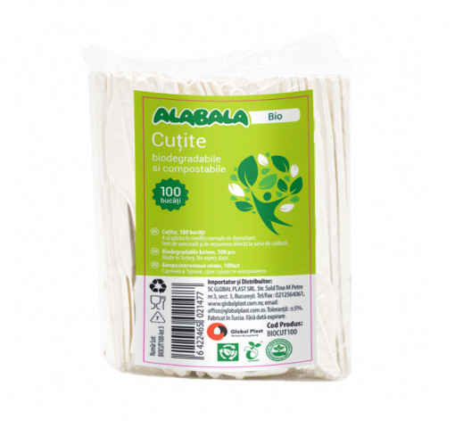 Cutite Alabala biodegradabile si compostabile 100 buc/set