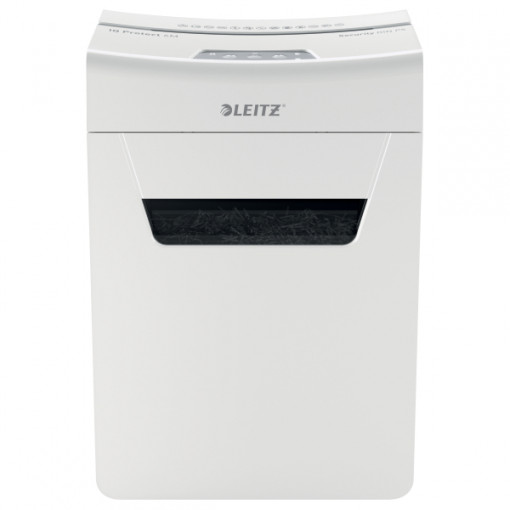 Distrugator documente manual LEITZ IQ Protect 6M, P5, micro-cut (particule), 6 coli, cos 18l, alb