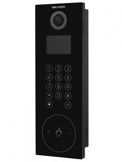 Post videointerfon de exterior pentru blocuri Hikvision DS-KD8103-E6, monitor LCD color 3.5-inch, rezolutie