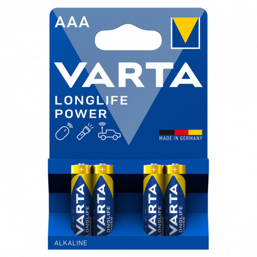 Set 4 baterii LR03, Varta Longlife Power AAA, 1.5V, in blister