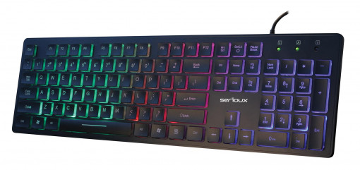 Tastatura Serioux 9500i, cu fir, US layout, iluminata, taste tip Chiclet, neagra, USB
