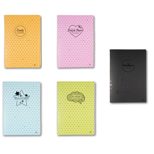 Caiet Design Dots, A4, 60 file, hârtie 80gr./mp, copertă carton 300gsm, dictando