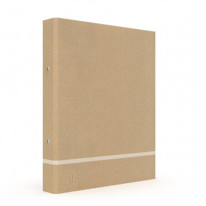 Caiet mecanic OXFORD Touareg, carton reciclat, 4 inele D25mm, cotor 35mm - kraft/alb
