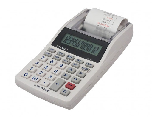 Calculator cu banda, 12 digits, SHARP EL-1611V - alb
