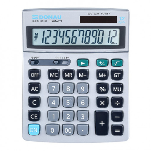 Calculator de birou, 12 digits, Donau Tech DT4129 - argintiu
