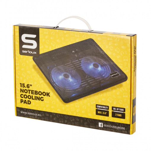 Cooling pad Serioux, SRXNCP007, Dimensiuni: 340*250*23mm, Compatibilitate maxima laptop: 15.6 inch,