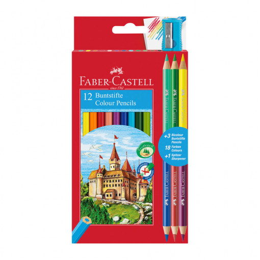 Creioane colorate 12+3 culori Eco Faber Castell