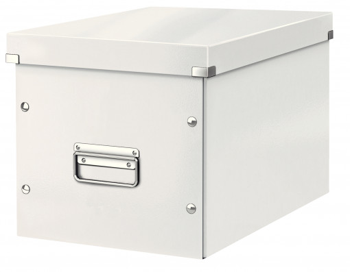 Cutie depozitare carton laminat Leitz Click & Store Cub Mare cu mânere metalice