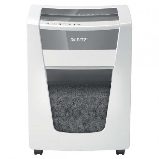 Distrugator documente manual LEITZ IQ Office Pro, P5+, micro-cut (particule), 7 coli, cos 30l, alb