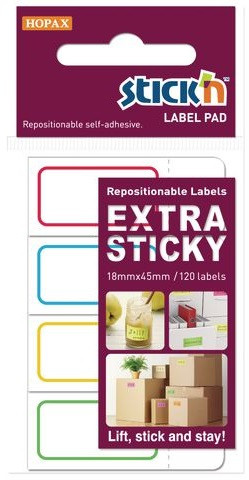 Etichete autoadezive 18 x 44 mm, 4 x 120 etichete/set Stick"n Extra sticky label - albe-chenar color