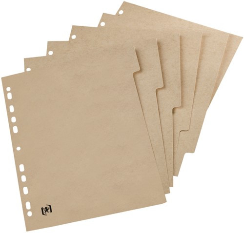 Separatoare carton reciclat, A4, 5 buc/set, OXFORD Touareg - bej natural