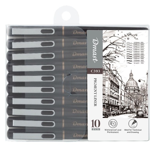 Set 10 buc liner pigment negru Dmast by Pebeo