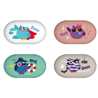 Set 4 gume de sters, Strigo, 4 printuri