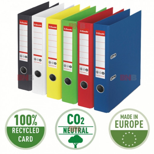 Biblioraft Esselte No.1 Power Recycled, carton CO2 neutru, 100% reciclat, FSC, A4, 50 mm