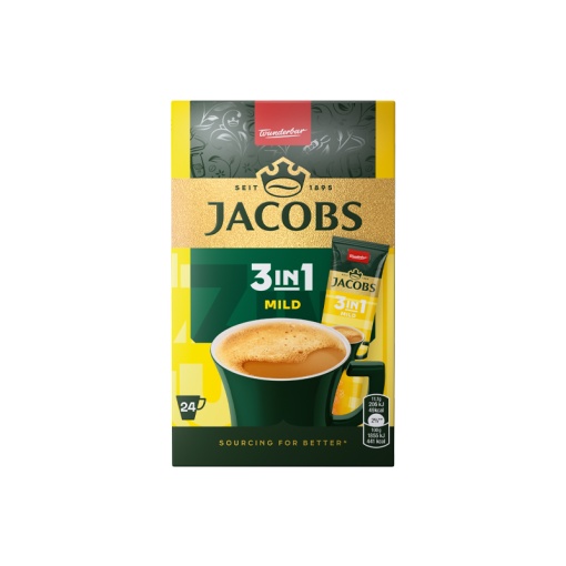Cafea Jacobs 3 in 1 Mild, 11.1 g x 24 plicuri