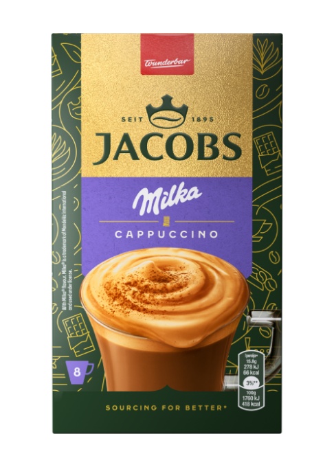 Cafea solubilă Jacobs Milka, 15.8 g x 8 plicuri