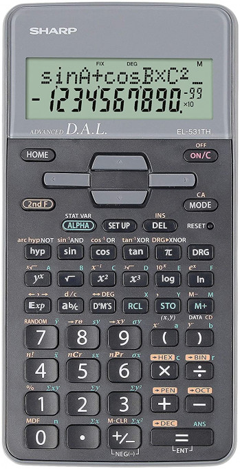Calculator stiintific, 10 digits, 273 functii, 161x80x15mm, dual power, SHARP EL-531THGR-negru/gri