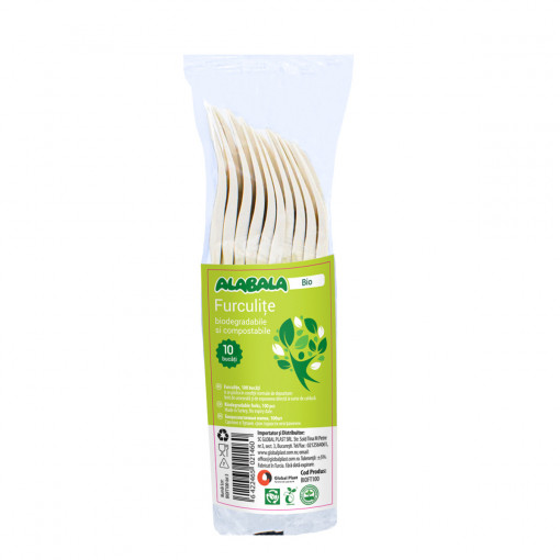 Furculite Alabala biodegradabile si compostabile 10 buc/set