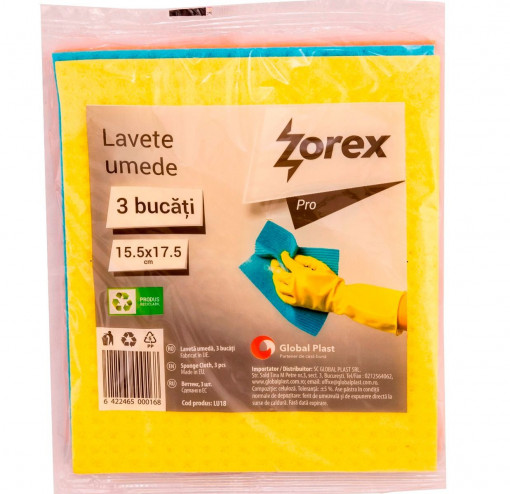 Lavete umede Zorex Pro 3 bucati / set, 15 x 17 cm