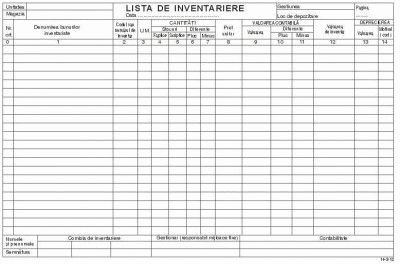 Listă de inventariere, offset, A4, 55 g/mp, 100 file