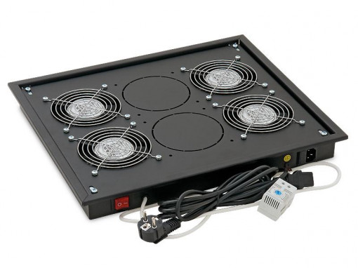 Panou ventilatie Triton pentru rack de podea 19", 4 ventilatoare 230V/60W cu termostat, flux axial,